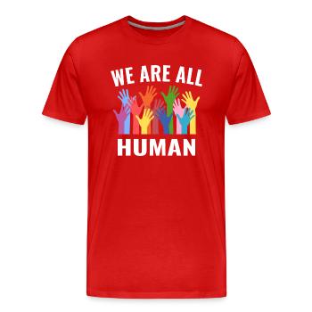 We are all humane equality - Men's Premium Organic T-Shirt - red - Front - Damien (186cm)