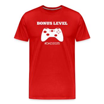 Leveled Up To Dad 2025 Papa Werden Bonus Level Dad - Männer Premium Bio T-Shirt - Rot - Vorne - Damien (186cm)
