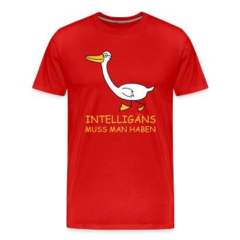 Intelligente Gans (b) - Männer Premium Bio T-Shirt - Rot - Vorne - Damien (186cm)