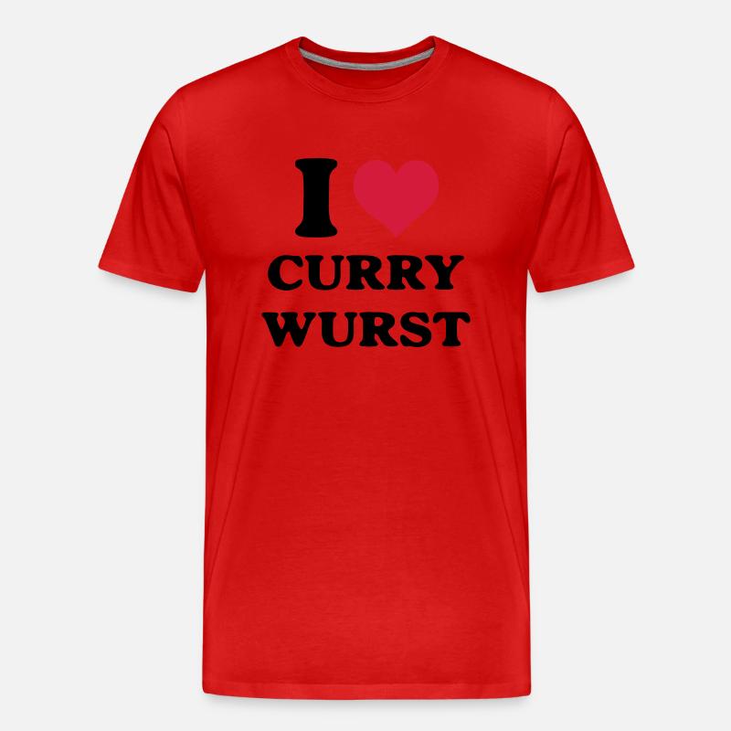 Currywurst i love - Männer Premium Bio T-Shirt - Rot