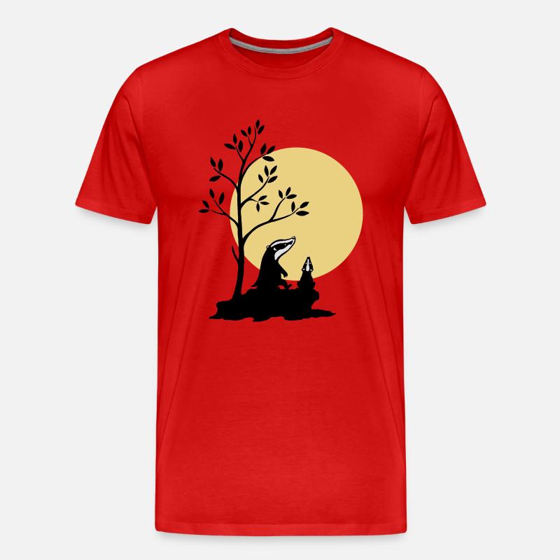 Dachs im Mondlicht - Männer Premium Bio T-Shirt - Rot