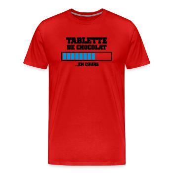 tablette de chocolat en cours - T-shirt bio Premium Homme - rouge - Devant - Damien (186cm)