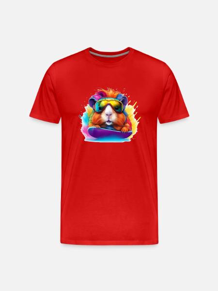 Cool guinea pig snowboard surfboard - Men's Premium Organic T-Shirt - red