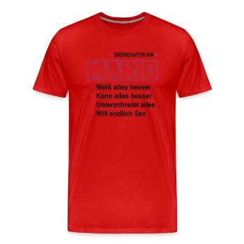 mario - Männer Premium Bio T-Shirt - Rot - Vorne - Damien (186cm)