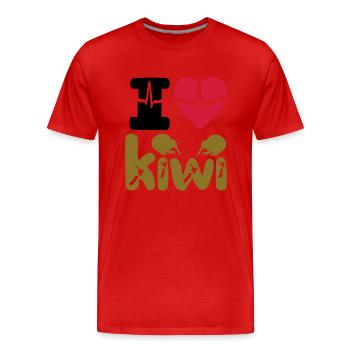 kiwi - Men's Premium Organic T-Shirt - red - Front - Damien (186cm)