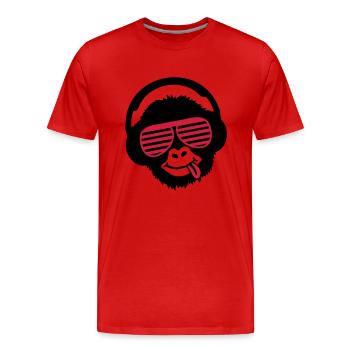 monkey_listen_music_pp2 - Männer Premium Bio T-Shirt - Rot - Vorne - Damien (186cm)