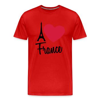 I Love France Eiffel Tower Paris - T-shirt bio Premium Homme - rouge - Devant - Damien (186cm)