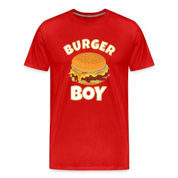 HAMBURGER / CHEESEBURGER: Burger Boy - Männer Premium Bio T-Shirt - Rot - Vorne - Damien (186cm)