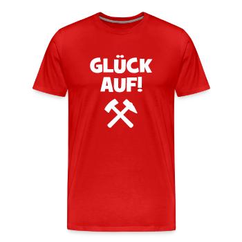 Glück auf - Ruhrpott - Bergbau - Bergwerk - Pott - Männer Premium Bio T-Shirt - Rot - Vorne - Damien (186cm)
