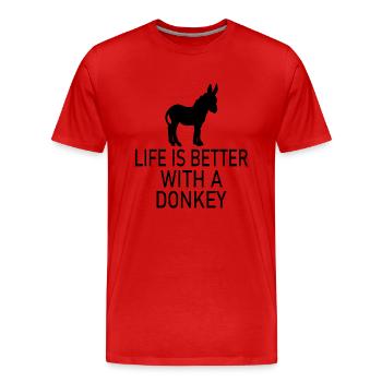 Esel d’âne - T-shirt bio Premium Homme - rouge - Devant - Damien (186cm)