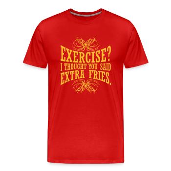 Exercice Extra Fries Citation - T-shirt bio Premium Homme - rouge - Devant - Damien (186cm)