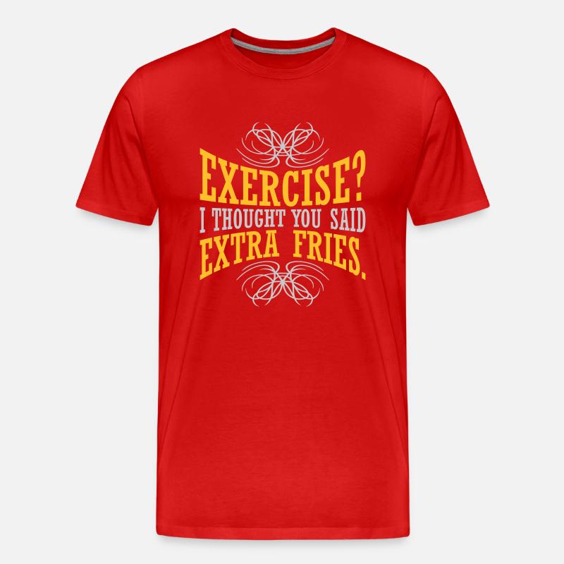 Exercise Extra Fries Zitat - Männer Premium Bio T-Shirt - Rot