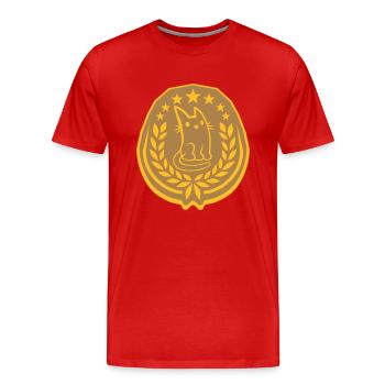 Logo Lorbeerkranz Katze Edel - Männer Premium Bio T-Shirt - Rot - Vorne - Damien (186cm)