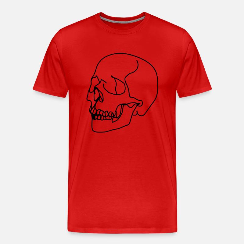Totenkopf Oneline - Männer Premium Bio T-Shirt - Rot