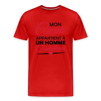 en couple avec un homme fantastique - T-shirt bio Premium Homme - rouge - Devant - Damien (186cm)