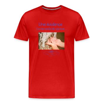 Une évidence la vie coule de source - T-shirt bio Premium Homme - rouge - Devant - Damien (186cm)