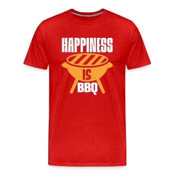 HAPPINESS IS BBQ - Men's Premium Organic T-Shirt - red - Front - Damien (186cm)