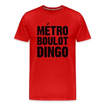 Métro Boulot Dingo - T-shirt bio Premium Homme - rouge - Devant - Damien (186cm)