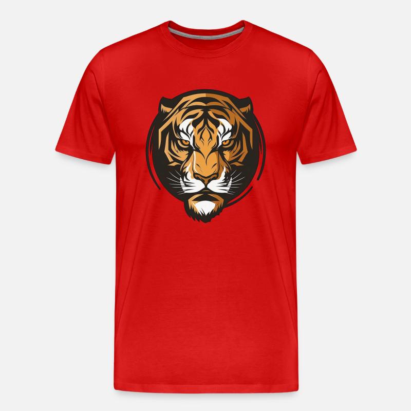 Mächtiger Tiger - Männer Premium Bio T-Shirt - Rot