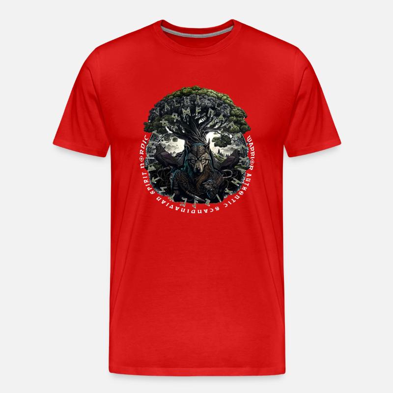 Wikinger Valhalla Wolf Odins - Männer Premium Bio T-Shirt - Rot