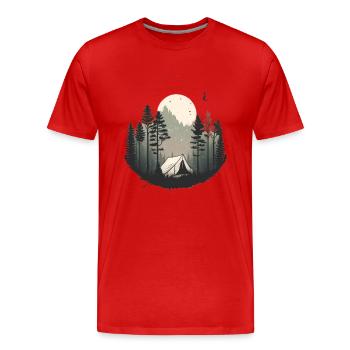 Zelt im Walt für Camper und Backpacker - Männer Premium Bio T-Shirt - Rot - Vorne - Damien (186cm)