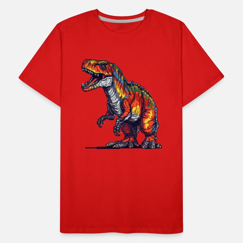 Dino in Retro Pixel Grafik 8-Bit oder 16-Bit Männer Premium Bio T-Shirt
