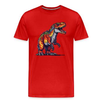 Pixel Tyrannosaurus Rex in bright colors - Men's Premium Organic T-Shirt - red - Front - Damien (186cm)
