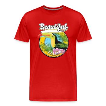 Magnifique logo de voyage Palma Toucan - T-shirt bio Premium Homme - rouge - Devant - Damien (186cm)