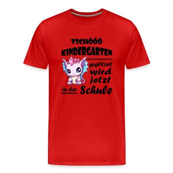 Einschulung Schulkind Drache - Männer Premium Bio T-Shirt - Rot - Vorne - Damien (186cm)