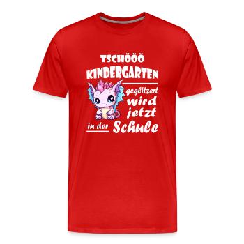 Einschulung Schulkind Drache - Männer Premium Bio T-Shirt - Rot - Vorne - Damien (186cm)