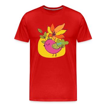 Vogel - Männer Premium Bio T-Shirt - Rot - Vorne - Damien (186cm)