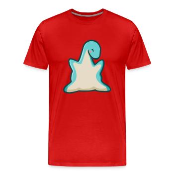 Hugadino Dino Embrace, mignon dinosaure - T-shirt bio Premium Homme - rouge - Devant - Damien (186cm)