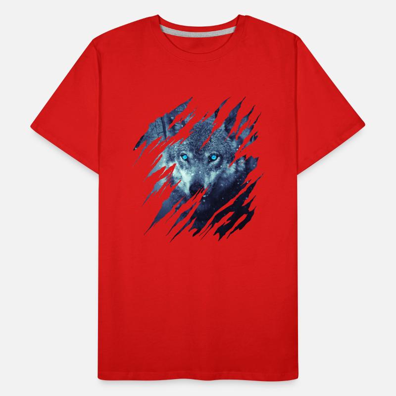 Wolf Scratch Marks Claws Wild Wolves Wilderness Howl T-shirt bio Premium Homme