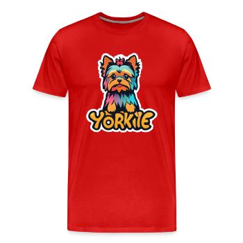 Yorkie - Men's Premium Organic T-Shirt - red - Front - Damien (186cm)