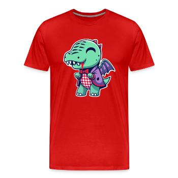 Drache, Vampir, Monster, Manga, Chibi - Männer Premium Bio T-Shirt - Rot - Vorne - Damien (186cm)