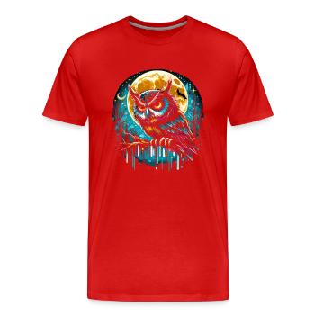 Chouette dans la nuit - T-shirt bio Premium Homme - rouge - Devant - Damien (186cm)
