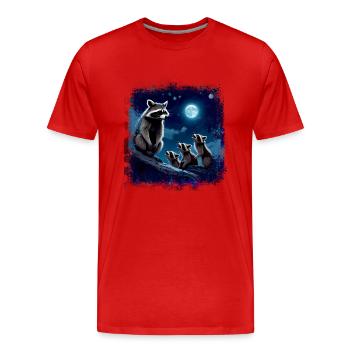 waschbär, mond,jaulen,nacht,bär,graffiti - Männer Premium Bio T-Shirt - Rot - Vorne - Damien (186cm)