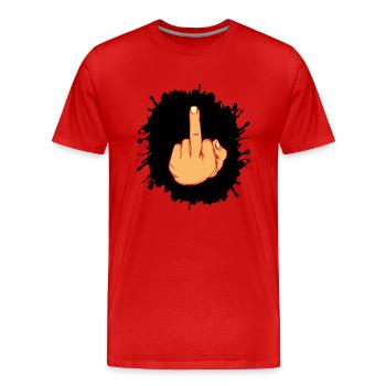 Doigt d’honneur éclaboussé - T-shirt bio Premium Homme - rouge - Devant - Damien (186cm)