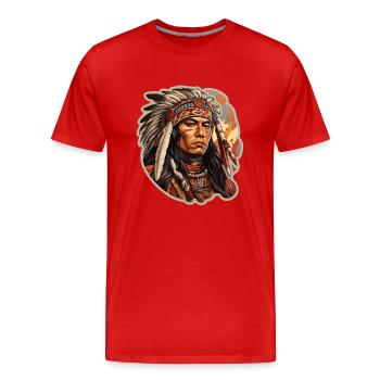 Native American - Männer Premium Bio T-Shirt - Rot - Vorne - Damien (186cm)