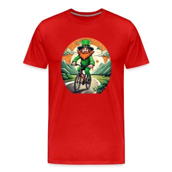Vélo Trèfle de la Saint-Patrick - T-shirt bio Premium Homme - rouge - Devant - Damien (186cm)