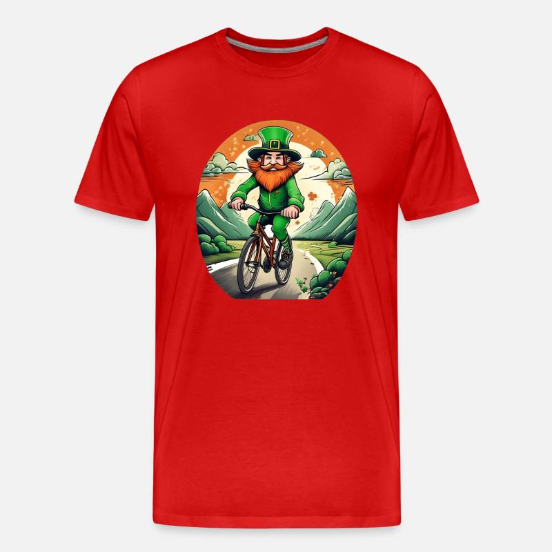 Vélo Trèfle de la Saint-Patrick - T-shirt bio Premium Homme - rouge