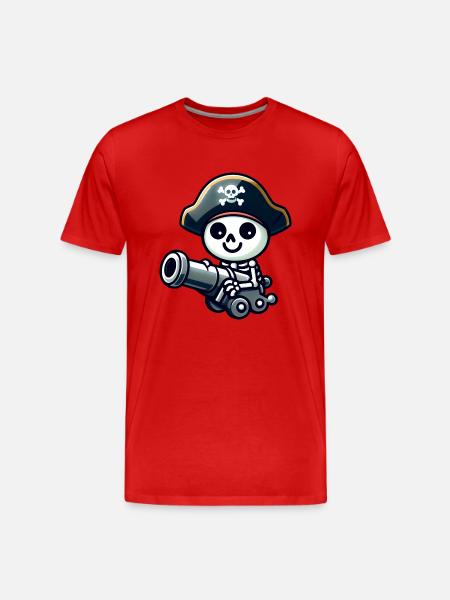Pirate Skull - Skeleton Treasure - Men's Premium Organic T-Shirt - red