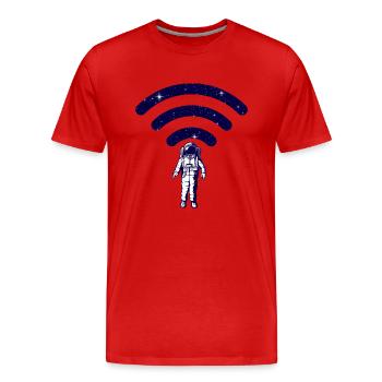 Espace wifi astronaute - T-shirt bio Premium Homme - rouge - Devant - Damien (186cm)