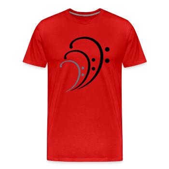 3 Clé de Musique de Fa Trois Notes de Musique Notes de Musique - T-shirt bio Premium Homme - rouge - Devant - Damien (186cm)