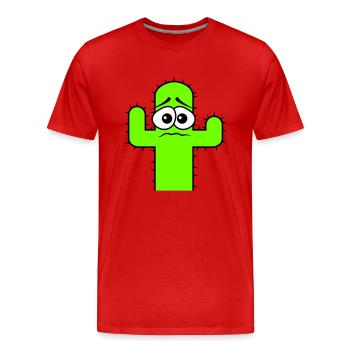 Cactus Face Fear Sad Desert Funny Cacti - Men's Premium Organic T-Shirt - red - Front - Damien (186cm)