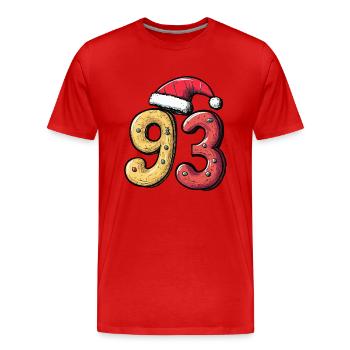 93 Number Christmas Cookie - Men's Premium Organic T-Shirt - red - Front - Damien (186cm)