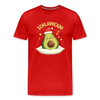 Schlavocado Offiziell Schlafanzug Avocado - Männer Premium Bio T-Shirt - Rot - Vorne - Damien (186cm)