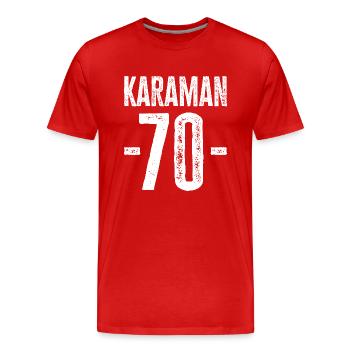 Karaman 70 – Culture from Türkiye - Men's Premium Organic T-Shirt - red - Front - Damien (186cm)