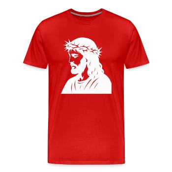 Jésus - T-shirt bio Premium Homme - rouge - Devant - Damien (186cm)