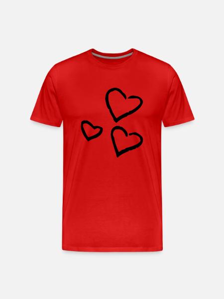 Herzen - Männer Premium Bio T-Shirt - Rot